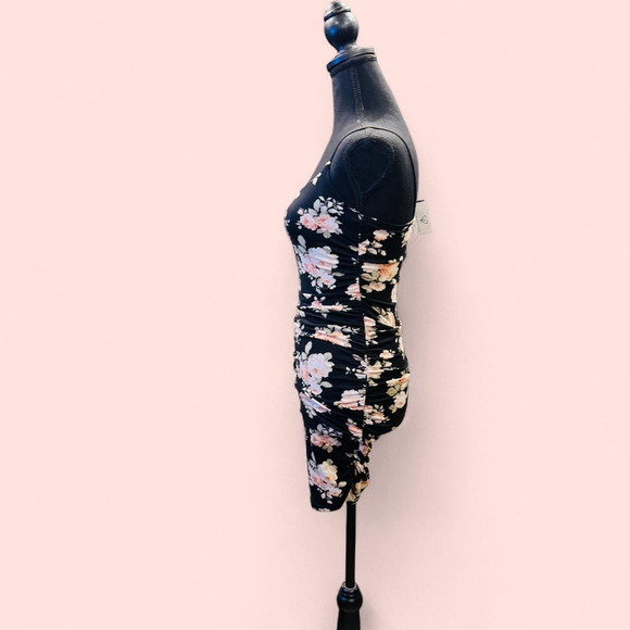 Black Floral Soft Jersey Bodycon Dress Small - Picture 4 of 8